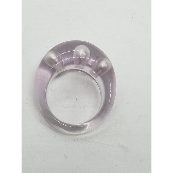 Lucite Resin Dome Ring Size 7.75 Clear with Faux Pearl bubbles Y2K Retro - Picture 10 of 13